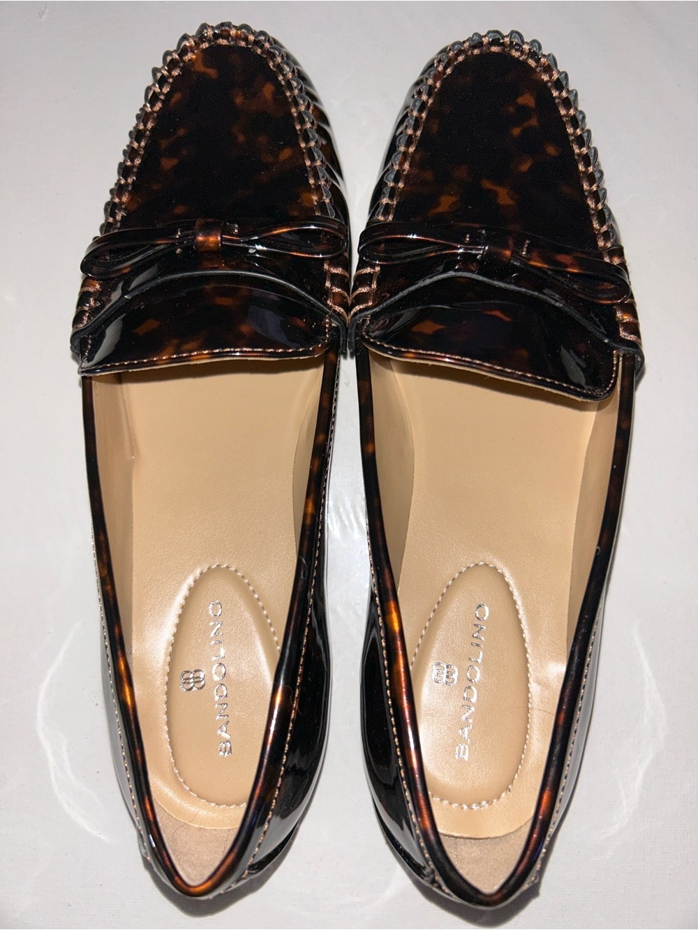 NWOB Bandolino Tortoiseshell Patent Loafers - Dark Brown/Black